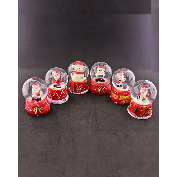 6 Adet Yeni Yıl 2023 Noel Yılbaşı Temalı Mini Boy Işıklı Kar Küresi 6,5 cm -36A