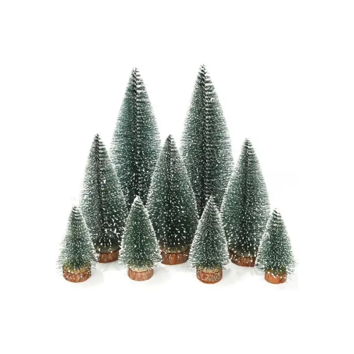9 Adet Nevada Mini Çam Ağacı Uçlarına Kar Yağmış Karlı Yılbaşı Hediyesi  15-12-8  cm