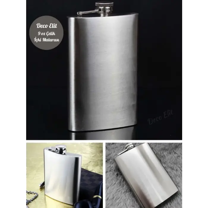 9 Oz Paslanmaz Çelik Cep Matarası 266 Ml içki Viski Konyak Alkol Matarası