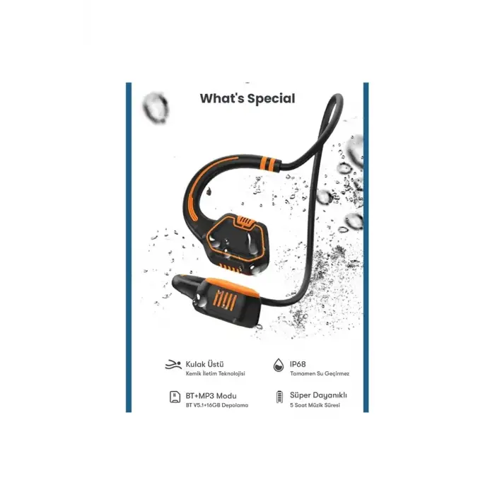 ieg™  AS9 Suya Dayanıklı Bluetooth Kulaklık - Siyah
