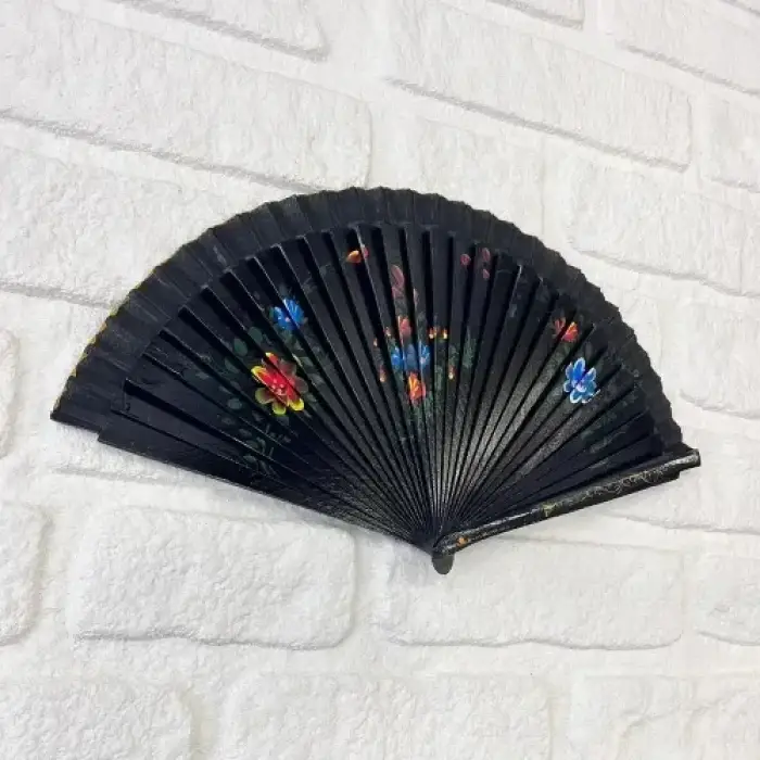 Bambu Çift Taraflı Siyah Yelpaze 12li Paket