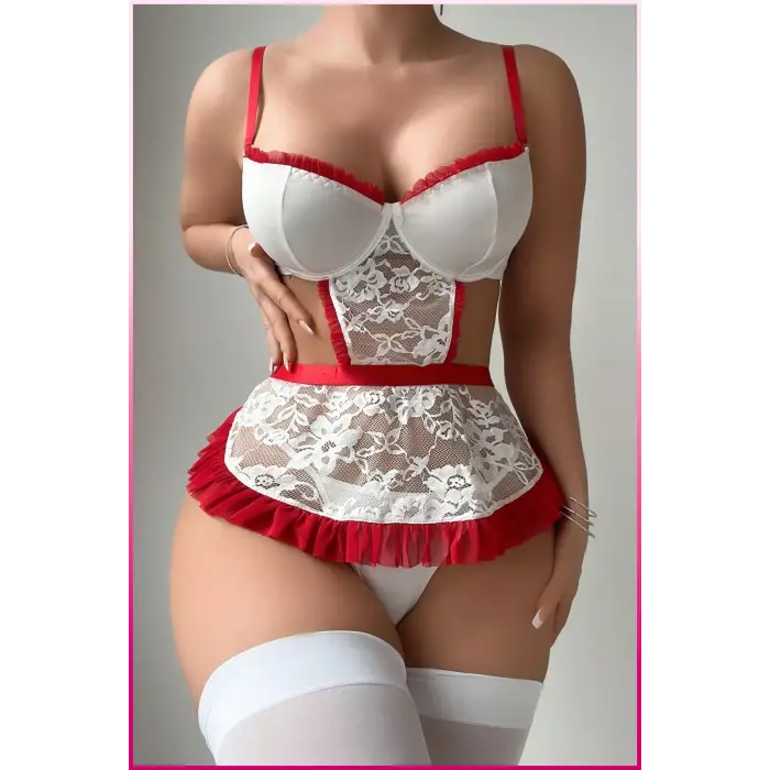 ieg™ Beyaz Balenli Seksi Hizmetçi Kostüm