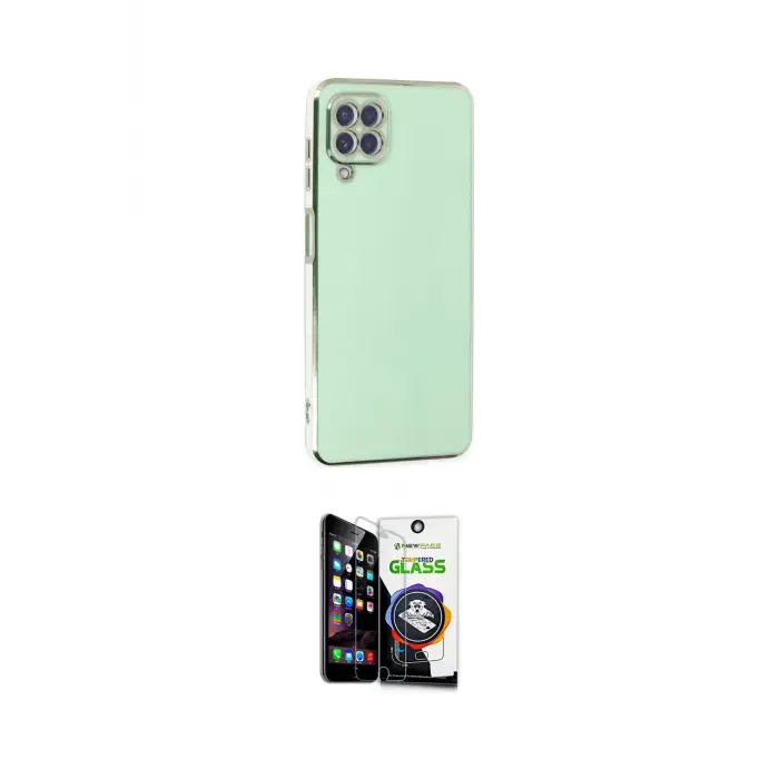 ieg™ Galaxy A22 Kılıf Yankı Serisi - Şeffaf Temperli Cam Ekran Koruyucu