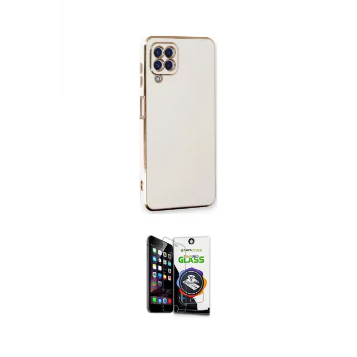 ieg™ Galaxy A22 Kılıf Yankı Serisi - Şeffaf Temperli Cam Ekran Koruyucu