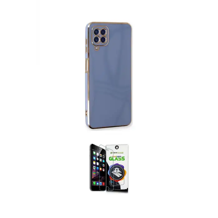 ieg™ Galaxy A22 Kılıf Yankı Serisi - Şeffaf Temperli Cam Ekran Koruyucu