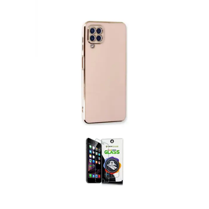 ieg™ Galaxy A22 Kılıf Yankı Serisi - Şeffaf Temperli Cam Ekran Koruyucu