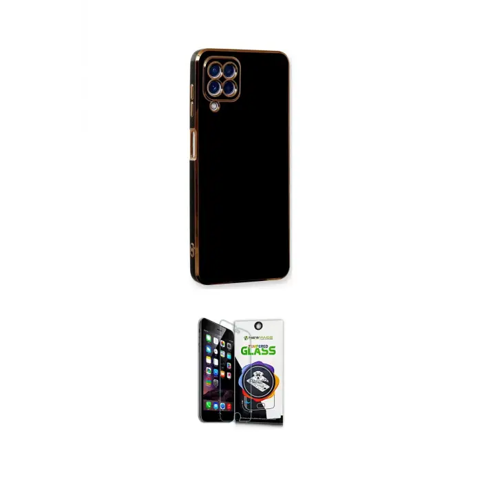 ieg™ Galaxy A22 Kılıf Yankı Serisi - Şeffaf Temperli Cam Ekran Koruyucu