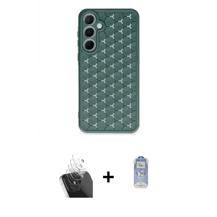 ieg™ Galaxy A55 5G Kılıf Zirve Form - Siyah Joko Magic 5D Cam + Kamera Lens Koruma Cam - SF