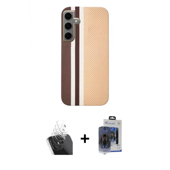 ieg™ Galaxy S24 Kılıf Eksen Prime - Siyah Vanessa Magic Cam + Kamera Lens Koruma Cam - SF