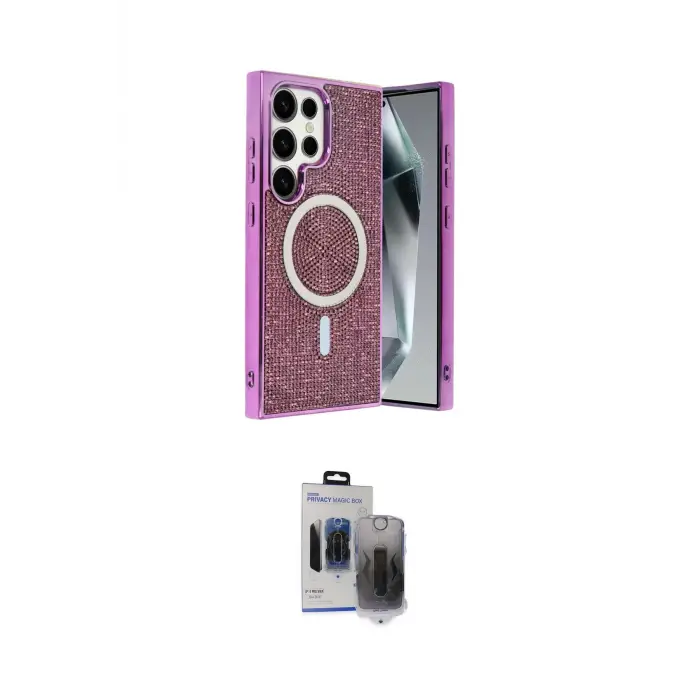 ieg™ Galaxy S24 Ultra Kılıf Eksen Çizgi - Siyah Vanessa Magic Hayalet Cam