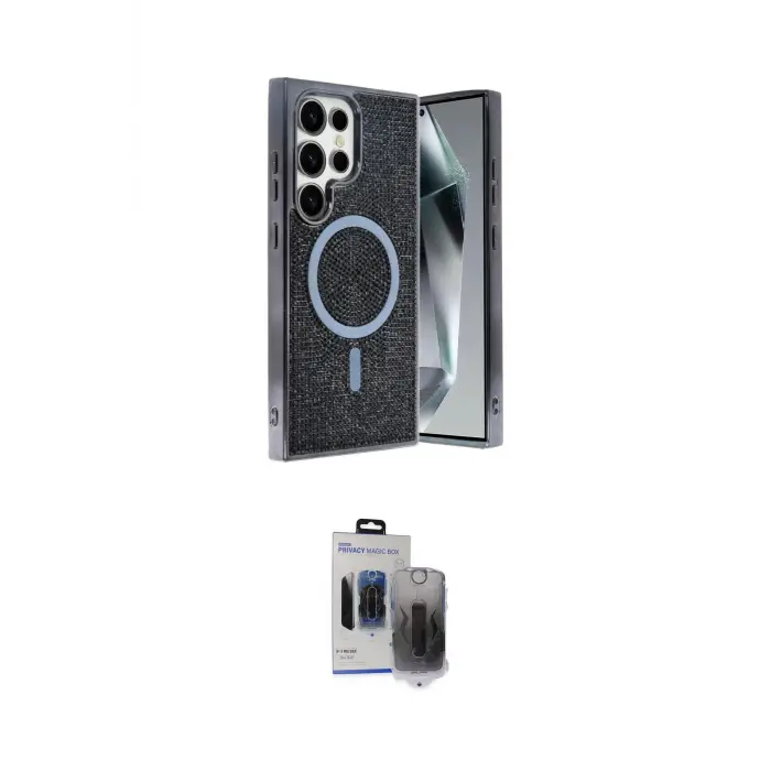 ieg™ Galaxy S24 Ultra Kılıf Eksen Çizgi - Siyah Vanessa Magic Hayalet Cam