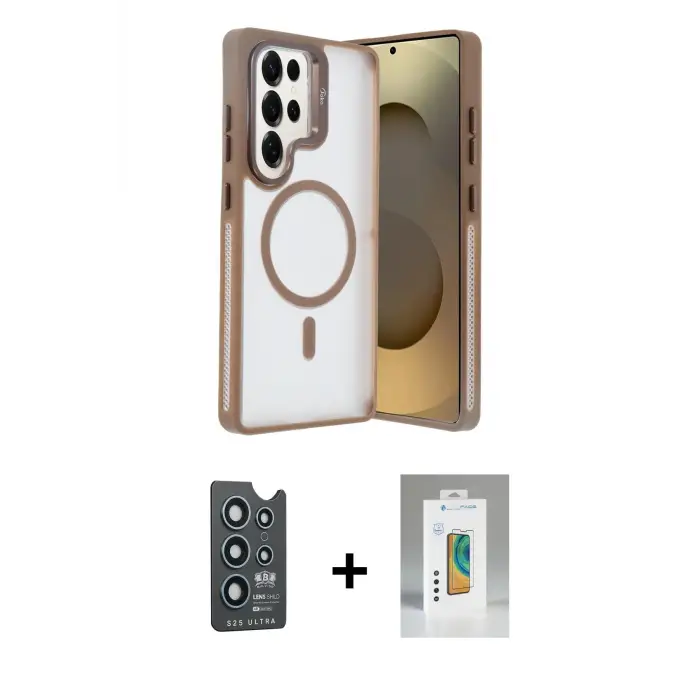 ieg™ Galaxy S25 Ultra Kılıf Akış Form - Şeffaf Polymer Nano Ekran Koruyucu + Bilvis Titan Kamera Lens - LT