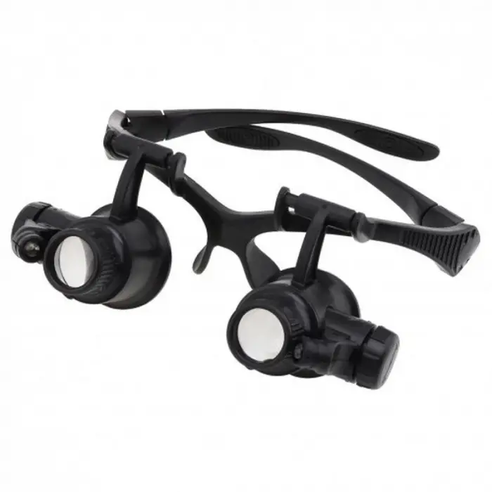 Gözlük Modeli 10X 15X 20X 25X Lens 2 Led Işıklı Büyüteç 9892G