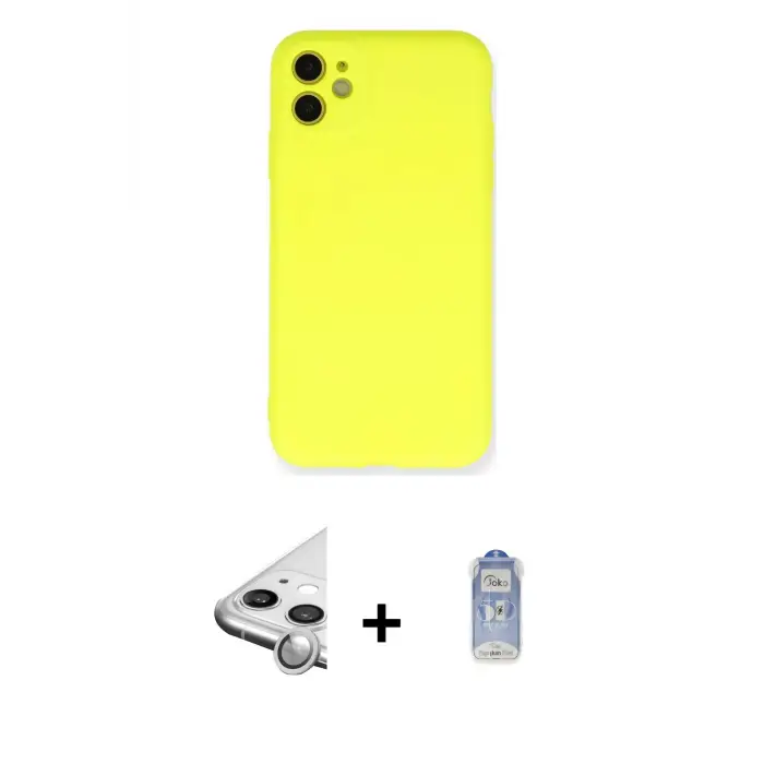 ieg™ iPhone 11 Kılıf Ahenk Serisi - Siyah Joko Magic 5D Cam + Raze Metal Kamera Lens - GS