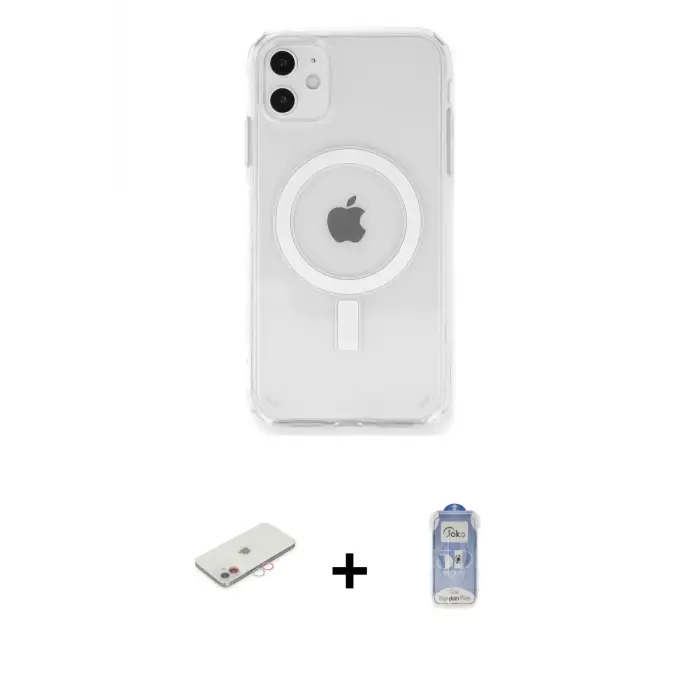 ieg™ iPhone 11 Kılıf Ahenk Yansıma Prime - Siyah Joko Magic 5D Cam + Renkli Kamera Lens Koruma Cam - PE