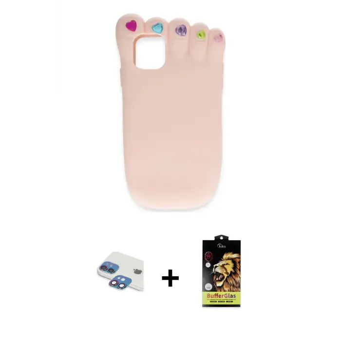 ieg™ iPhone 11 Kılıf Akış Yansıma - Siyah Buffer Cam Ekran Koruyucu + Pers Alüminyum Kamera Lens - GI