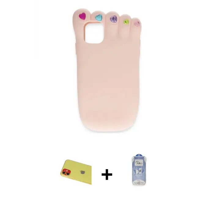 ieg™ iPhone 11 Kılıf Akış Yansıma - Siyah Joko Magic 5D Cam + Rainbow Kamera Lens Koruma Cam - KI