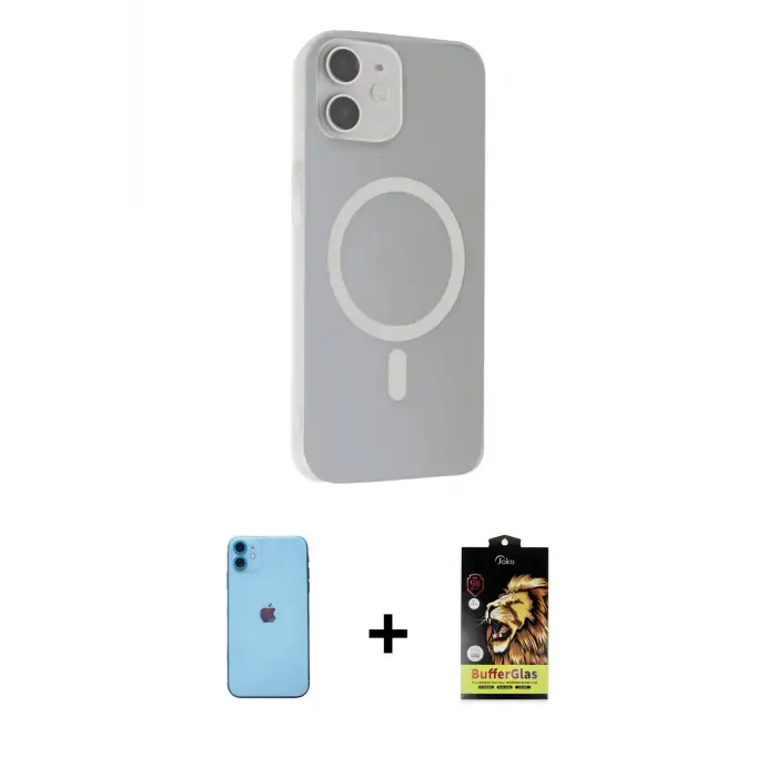 ieg™ iPhone 11 Kılıf Çekirdek Modern Prime - Siyah Buffer Cam Ekran Koruyucu + Neon Fosforlu Kamera Lens - MI