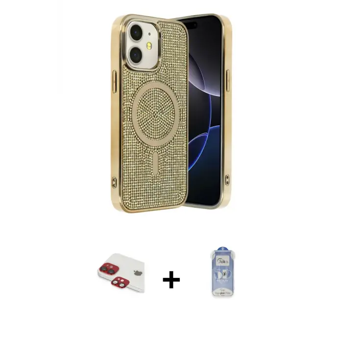 ieg™ iPhone 11 Kılıf Eksen Çizgi - Siyah Joko Magic 5D Cam + Pers Alüminyum Kamera Lens - KI