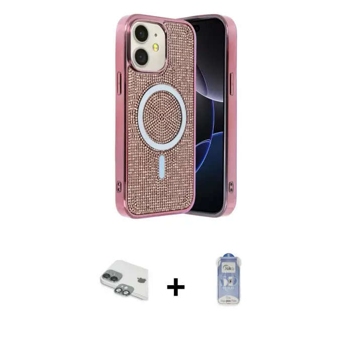 ieg™ iPhone 11 Kılıf Eksen Çizgi - Siyah Joko Magic 5D Cam + Pers Alüminyum Kamera Lens - YL