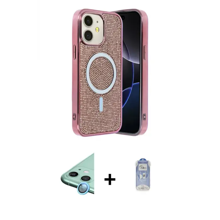 ieg™ iPhone 11 Kılıf Eksen Çizgi - Siyah Joko Magic 5D Cam + Raze Metal Kamera Lens - MI