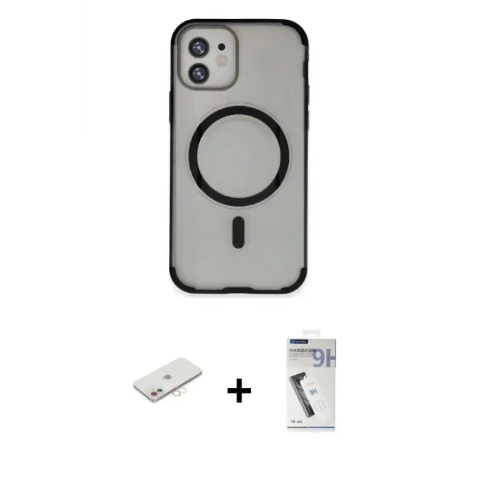 ieg™ iPhone 11 Kılıf Eksen Klasik Koleksiyonu - Şeffaf Uv Polymer Nano Ekran Koruyucu + Renkli Kamera Lens Koruma Cam - YL