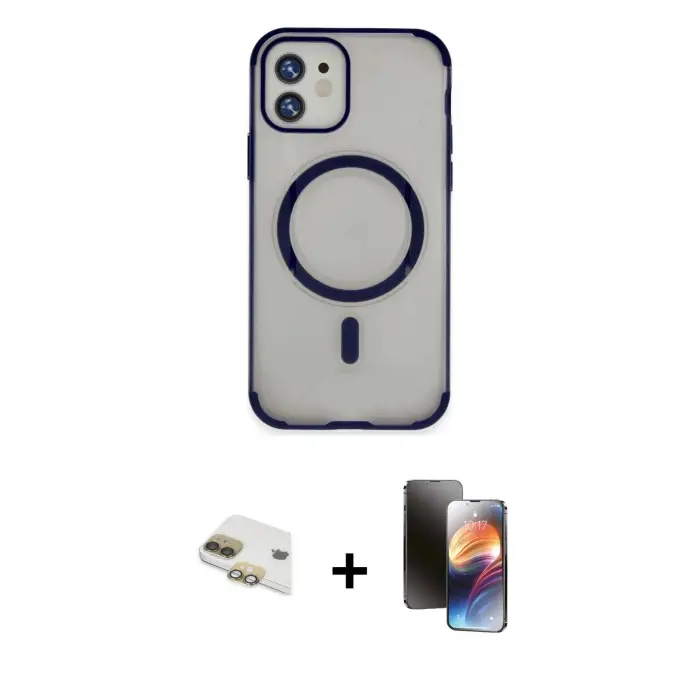 ieg™ iPhone 11 Kılıf Eksen Klasik Koleksiyonu - Siyah 3D Antistatik Mat Seramik Nano Ekran Koruyucu + Pers Alüminyum Kamera Lens - GD