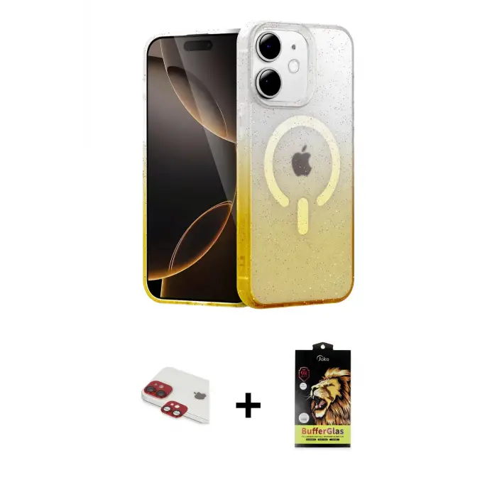 ieg™ iPhone 11 Kılıf Eksen Minimal Özel Seri - Siyah Buffer Cam Ekran Koruyucu + Pers Alüminyum Kamera Lens - KI