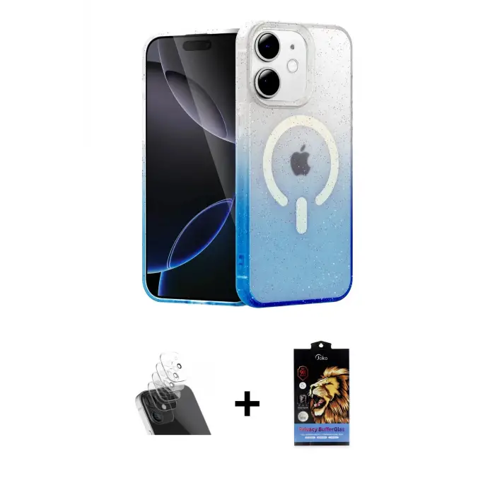 ieg™ iPhone 11 Kılıf Eksen Minimal Özel Seri - Siyah Buffer Hayalet Cam Ekran Koruyucu + Kamera Lens Koruma Cam - SF