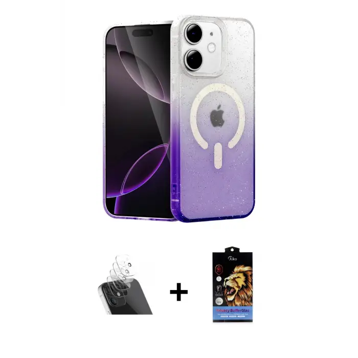 ieg™ iPhone 11 Kılıf Eksen Minimal Özel Seri - Siyah Buffer Hayalet Cam Ekran Koruyucu + Kamera Lens Koruma Cam - SF