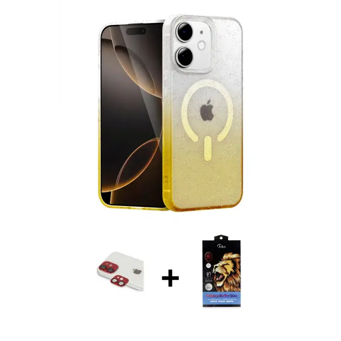 ieg™ iPhone 11 Kılıf Eksen Minimal Özel Seri - Siyah Buffer Hayalet Cam Ekran Koruyucu + Pers Alüminyum Kamera Lens - KI