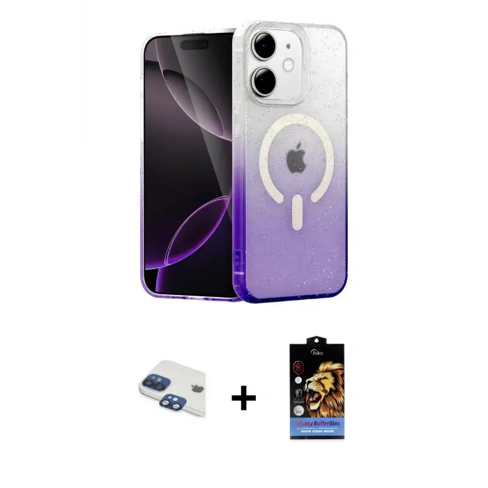 ieg™ iPhone 11 Kılıf Eksen Minimal Özel Seri - Siyah Buffer Hayalet Cam Ekran Koruyucu + Pers Alüminyum Kamera Lens - LT