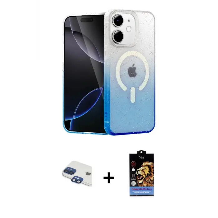 ieg™ iPhone 11 Kılıf Eksen Minimal Özel Seri - Siyah Buffer Hayalet Cam Ekran Koruyucu + Pers Alüminyum Kamera Lens - LT