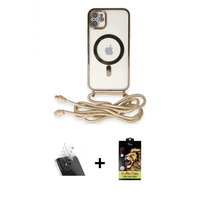 ieg™ iPhone 11 Kılıf Eksen Özel Seri - Siyah Buffer Cam Ekran Koruyucu + Kamera Lens Koruma Cam - SF