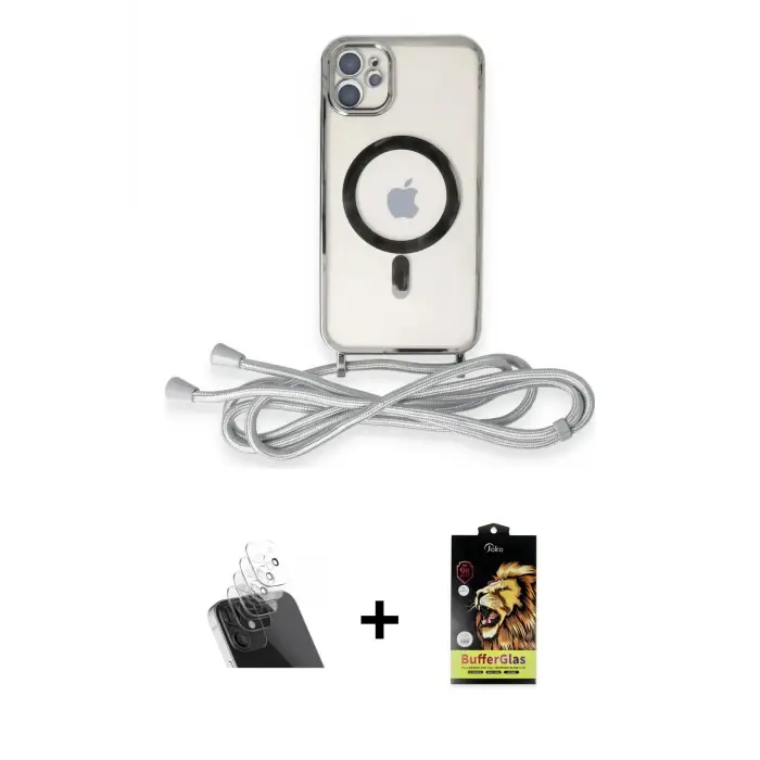 ieg™ iPhone 11 Kılıf Eksen Özel Seri - Siyah Buffer Cam Ekran Koruyucu + Kamera Lens Koruma Cam - SF