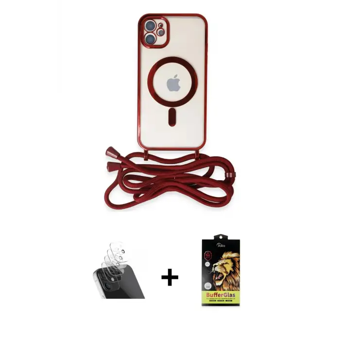 ieg™ iPhone 11 Kılıf Eksen Özel Seri - Siyah Buffer Cam Ekran Koruyucu + Kamera Lens Koruma Cam - SF