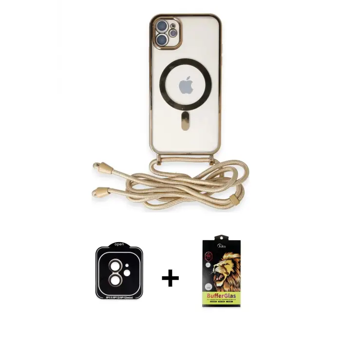 ieg™ iPhone 11 Kılıf Eksen Özel Seri - Siyah Buffer Cam Ekran Koruyucu + PVD Metal Kamera Lens - TU