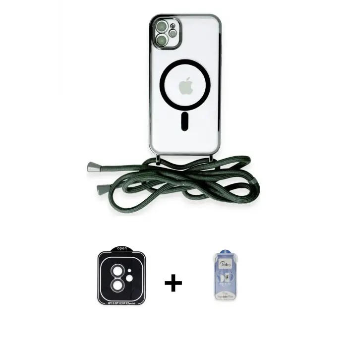 ieg™ iPhone 11 Kılıf Eksen Özel Seri - Siyah Joko Magic 5D Cam + PVD Metal Kamera Lens - SH