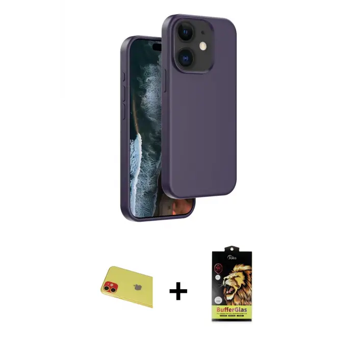ieg™ iPhone 11 Kılıf Kıvılcım Çizgi Serisi - Siyah Buffer Cam Ekran Koruyucu + Rainbow Kamera Lens Koruma Cam - KI