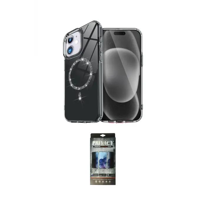 ieg™ iPhone 11 Kılıf Kıvılcım Form Prime - Siyah 34D Hayalet Izgaralı Cam