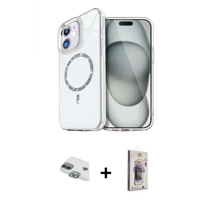 ieg™ iPhone 11 Kılıf Kıvılcım Form Prime - Siyah Bilvis 3D Cam Ekran Koruyucu + Pers Alüminyum Kamera Lens - YL
