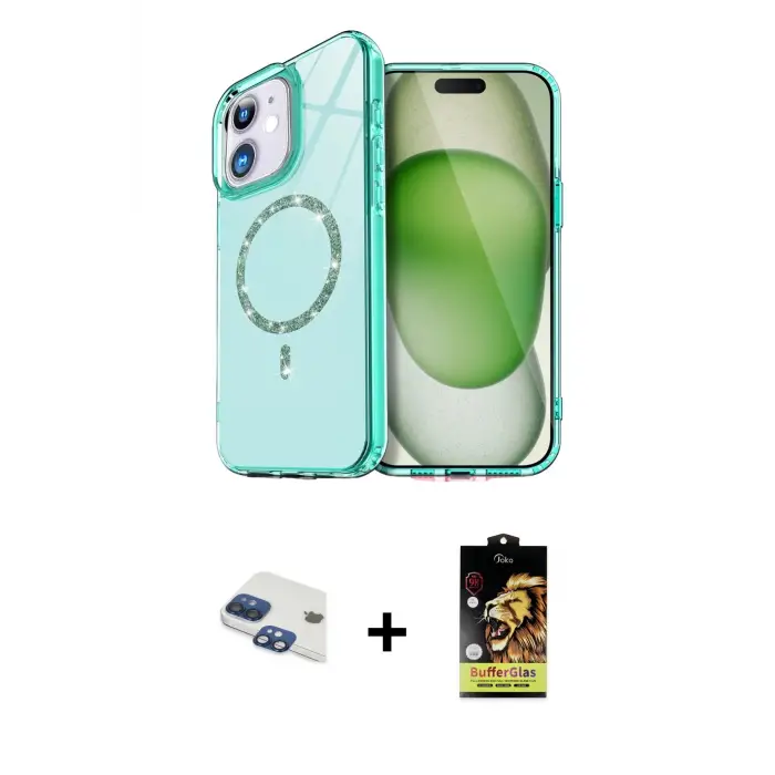 ieg™ iPhone 11 Kılıf Kıvılcım Form Prime - Siyah Buffer Cam Ekran Koruyucu + Pers Alüminyum Kamera Lens - LT