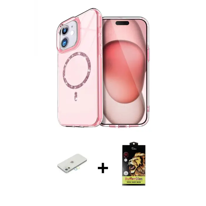 ieg™ iPhone 11 Kılıf Kıvılcım Form Prime - Siyah Buffer Cam Ekran Koruyucu + Renkli Kamera Lens Koruma Cam - SI