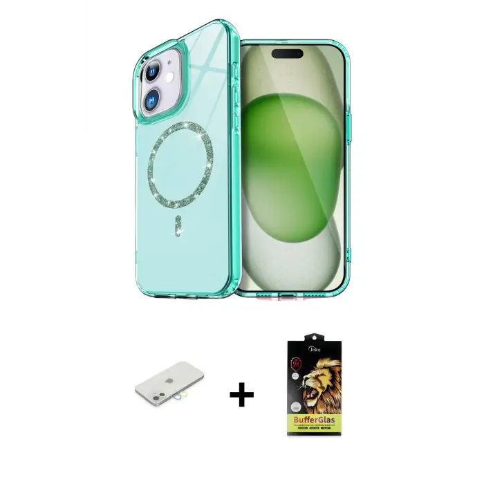ieg™ iPhone 11 Kılıf Kıvılcım Form Prime - Siyah Buffer Cam Ekran Koruyucu + Renkli Kamera Lens Koruma Cam - SI