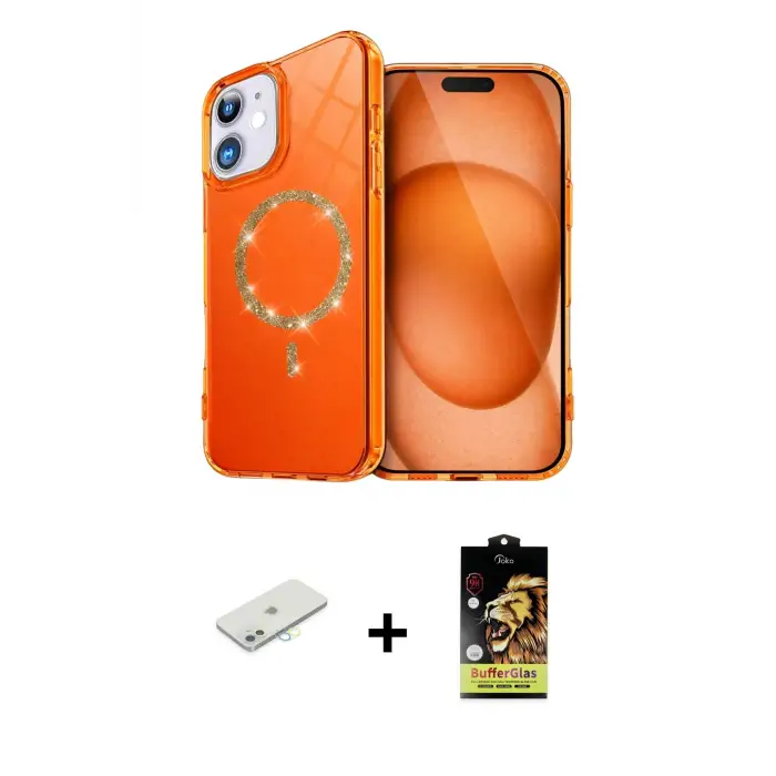 ieg™ iPhone 11 Kılıf Kıvılcım Form Prime - Siyah Buffer Cam Ekran Koruyucu + Renkli Kamera Lens Koruma Cam - SI