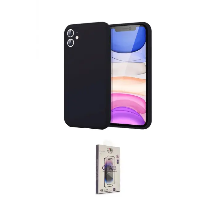 ieg™ iPhone 11 Kılıf Kozmos Yansıma Özel Seri - Siyah Bilvis 3D Cam Ekran Koruyucu