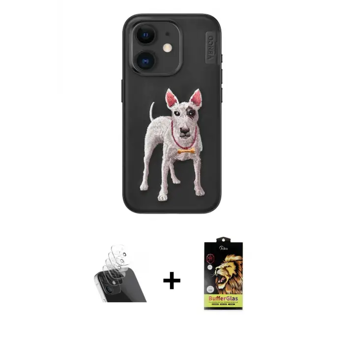 ieg™ iPhone 11 Kılıf Nova Form Koleksiyonu - Siyah Buffer Cam Ekran Koruyucu + Kamera Lens Koruma Cam - SF
