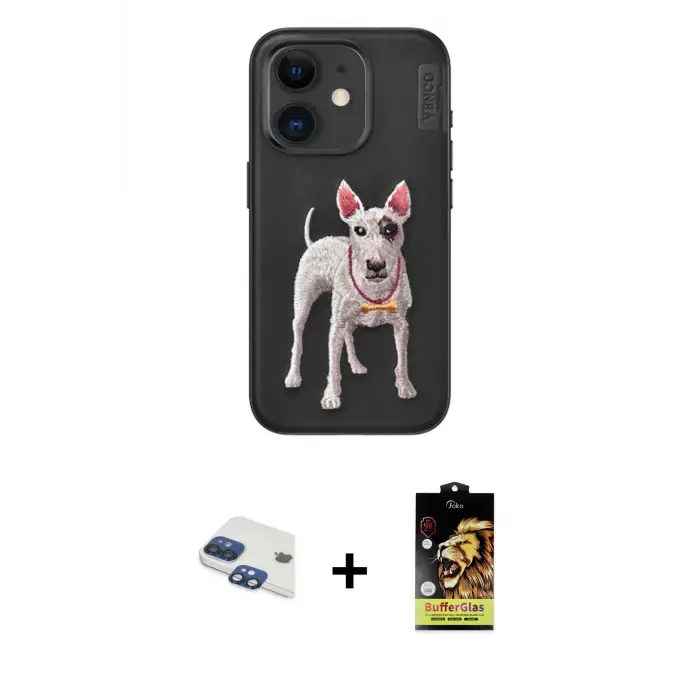 ieg™ iPhone 11 Kılıf Nova Form Koleksiyonu - Siyah Buffer Cam Ekran Koruyucu + Pers Alüminyum Kamera Lens - LT