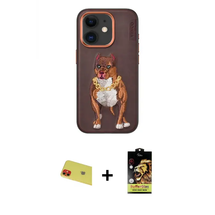 ieg™ iPhone 11 Kılıf Nova Form Koleksiyonu - Siyah Buffer Cam Ekran Koruyucu + Rainbow Kamera Lens Koruma Cam - KI
