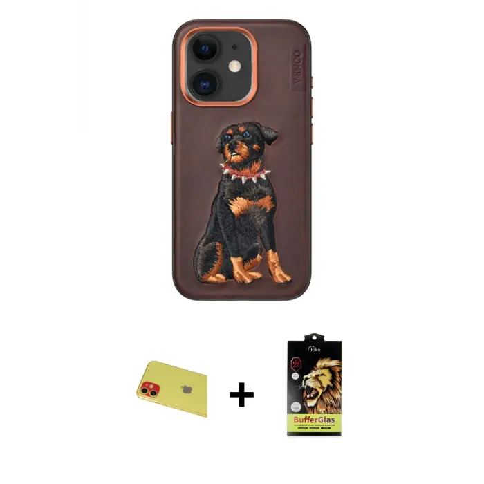 ieg™ iPhone 11 Kılıf Nova Form Koleksiyonu - Siyah Buffer Cam Ekran Koruyucu + Rainbow Kamera Lens Koruma Cam - KI